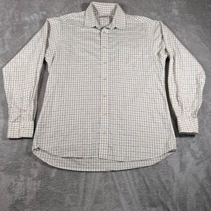 Burberry London Shirt Mens White Green Plaid Check Button Up Long Sleeve‎ Dress